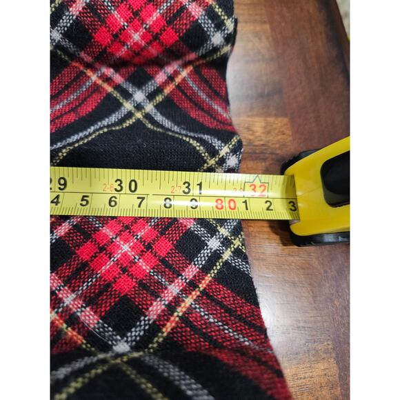 Vintage Tartan Red Black Plaid Long Maxi Pleated Wool Skirt Size 10 Yellow - Picture 4 of 6